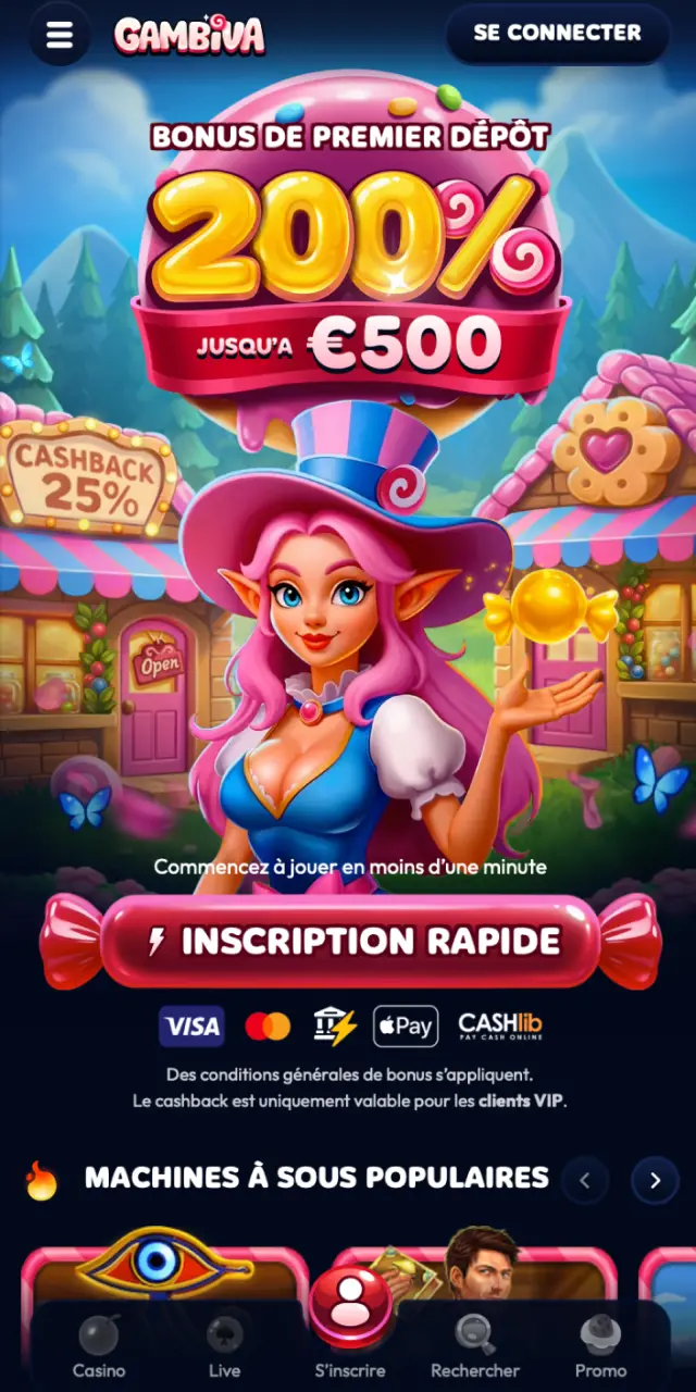 Appuyez sur le bouton ci-dessous pour accéder à la page de téléchargement de l'app Gambiva France.
